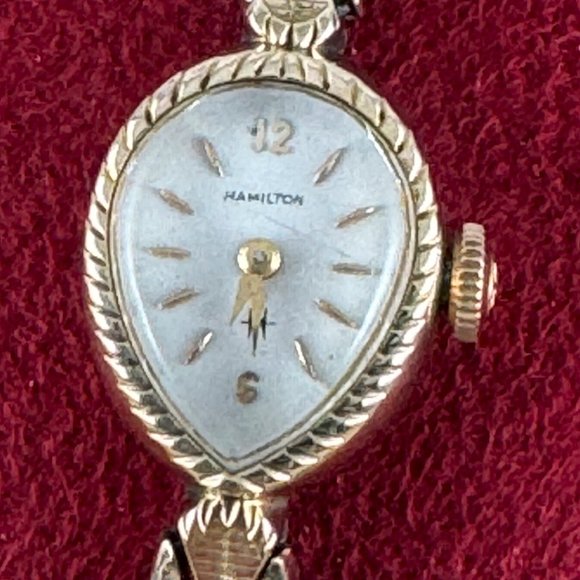 Hamilton Accessories - Vintage Hamilton 10 karat Gold Filled Pear Shaped Mechanical Watch